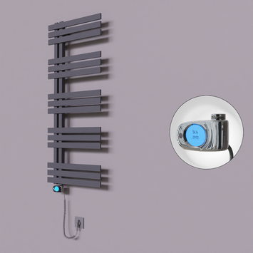 Radiva - Thames Dekoratif Elektrikli Havlupan 600x1200 Koyu Antrasit (Musa Termostat) 600W