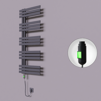 Radiva - Thames Dekoratif Elektrikli Havlupan 600x1200 Koyu Antrasit (On/Off Düğmeli) 600W