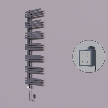 Radiva - Thames Dekoratif Elektrikli Havlupan 600x1800 Koyu Antrasit (KTX3 Termostat) 1000W Spiral Kablolu