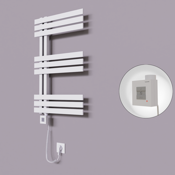Radiva - Thames Dekoratif Elektrikli Havlupan 600x800 Beyaz (KTX1 Termostat) 300W Spiral Kablolu