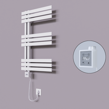 Radiva - Thames Dekoratif Elektrikli Havlupan 600x800 Beyaz (KTX3 Termostat) 300W Spiral Kablolu