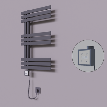 Radiva - Thames Dekoratif Elektrikli Havlupan 600x800 Koyu Antrasit (KTX3 Termostat) 300W Spiral Kablolu