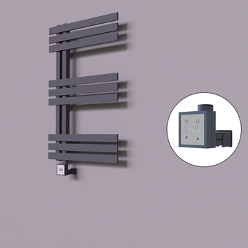 Radiva - Thames Dekoratif Elektrikli Havlupan 600x800 Koyu Antrasit (KTX3 Termostat) 300W