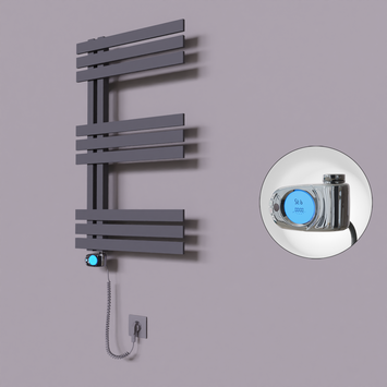 Radiva - Thames Dekoratif Elektrikli Havlupan 600x800 Koyu Antrasit (Musa Termostat) 300W