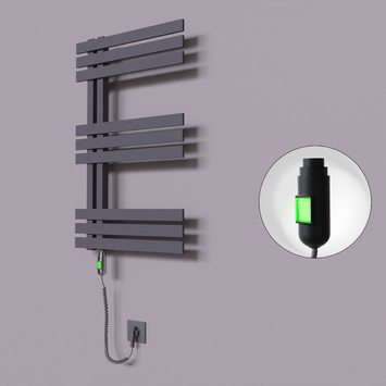 Radiva - Thames Dekoratif Elektrikli Havlupan 600x800 Koyu Antrasit (On/Off Düğmeli) 300W