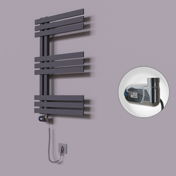 Radiva - Thames Dekoratif Elektrikli Havlupan 600x800 Koyu Antrasit (Thesis Termostat) 300W