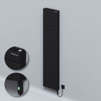 Radiva - Tip 21H Elektrikli Çelik Dekoratif Radyatör 1772x400 Siyah (On/Off Düğmeli) 1200W