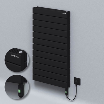 Radiva - Tip 21H Elektrikli Çelik Dekoratif Radyatör 884x500 Siyah (On/Off Düğmeli) 900W