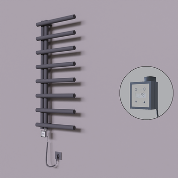 Radiva - Tuna Dekoratif Elektrikli Havlupan 500x1150 Koyu Antrasit (KTX3 Termostat) 300W Spiral Kablolu