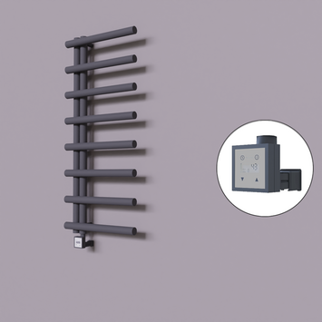 Radiva - Tuna Dekoratif Elektrikli Havlupan 500x1150 Koyu Antrasit (KTX3 Termostat) 300W