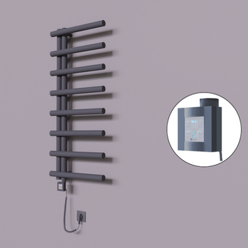 Radiva - Tuna Dekoratif Elektrikli Havlupan 500x1150 Koyu Antrasit (KTX4 Termostat) 300W Spiral Kablolu