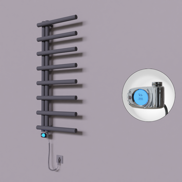Radiva - Tuna Dekoratif Elektrikli Havlupan 500x1150 Koyu Antrasit (Musa Termostat) 300W