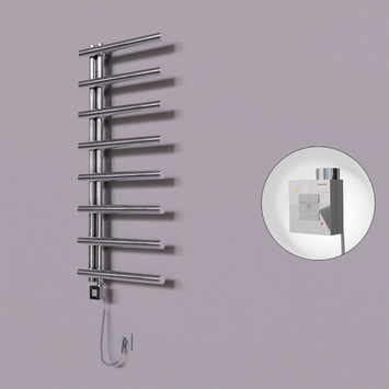 Radiva - Tuna Dekoratif Elektrikli Havlupan 500x1150 Krom (KTX1 Termostat) 300W Spiral Kablolu