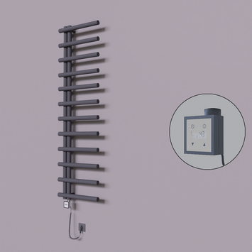 Radiva - Tuna Dekoratif Elektrikli Havlupan 500x1750 Koyu Antrasit (KTX3 Termostat) 600W Spiral Kablolu