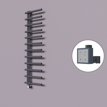 Radiva - Tuna Dekoratif Elektrikli Havlupan 500x1750 Koyu Antrasit (KTX3 Termostat) 600W