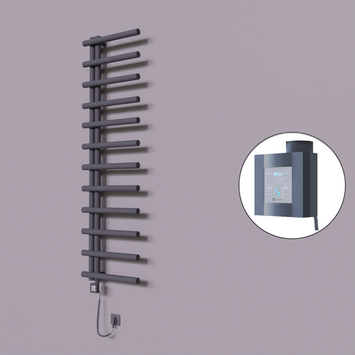 Radiva - Tuna Dekoratif Elektrikli Havlupan 500x1750 Koyu Antrasit (KTX4 Termostat) 600W Spiral Kablolu