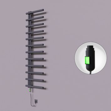Radiva - Tuna Dekoratif Elektrikli Havlupan 500x1750 Koyu Antrasit (On/Off Düğmeli) 600W