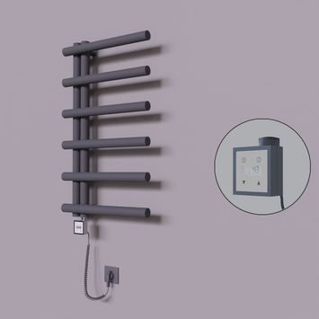 Radiva - Tuna Dekoratif Elektrikli Havlupan 500x850 Koyu Antrasit (KTX3 Termostat) 300W Spiral Kablolu