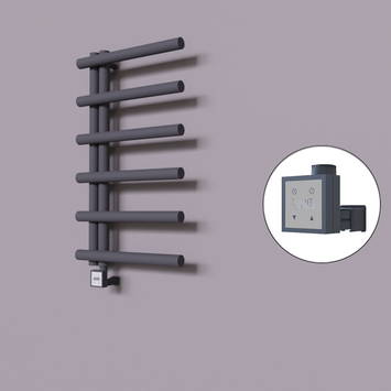 Radiva - Tuna Dekoratif Elektrikli Havlupan 500x850 Koyu Antrasit (KTX3 Termostat) 300W