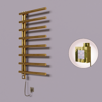 Radiva - Tuna Dekoratif Elektrikli Havlupan 600x1150 Altın (KTX4 Termostat) 300W Spiral Kablolu