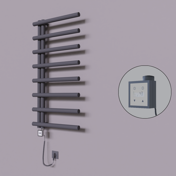 Radiva - Tuna Dekoratif Elektrikli Havlupan 600x1150 Koyu Antrasit (KTX3 Termostat) 600W Spiral Kablolu