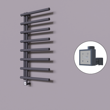 Radiva - Tuna Dekoratif Elektrikli Havlupan 600x1150 Koyu Antrasit (KTX3 Termostat) 600W