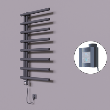 Radiva - Tuna Dekoratif Elektrikli Havlupan 600x1150 Koyu Antrasit (KTX4 Termostat) 600W Spiral Kablolu