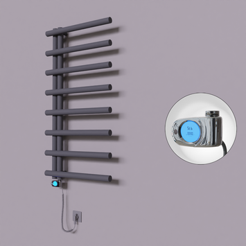 Radiva - Tuna Dekoratif Elektrikli Havlupan 600x1150 Koyu Antrasit (Musa Termostat) 600W