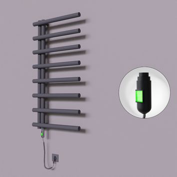 Radiva - Tuna Dekoratif Elektrikli Havlupan 600x1150 Koyu Antrasit (On/Off Düğmeli) 600W