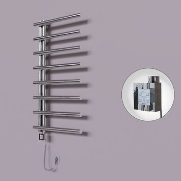 Radiva - Tuna Dekoratif Elektrikli Havlupan 600x1150 Krom (KTX4 Termostat) 300W Spiral Kablolu