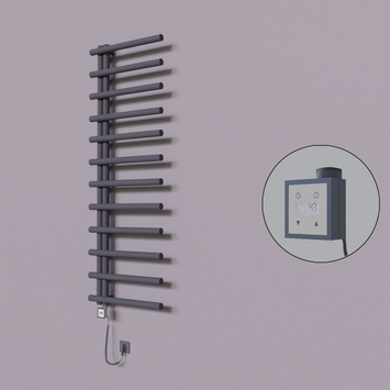 Radiva - Tuna Dekoratif Elektrikli Havlupan 600x1750 Koyu Antrasit (KTX3 Termostat) 1000W Spiral Kablolu