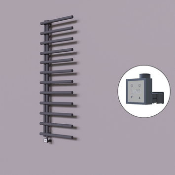 Radiva - Tuna Dekoratif Elektrikli Havlupan 600x1750 Koyu Antrasit (KTX3 Termostat) 1000W
