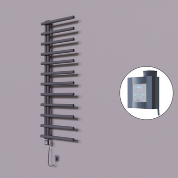 Radiva - Tuna Dekoratif Elektrikli Havlupan 600x1750 Koyu Antrasit (KTX4 Termostat) 1000W Spiral Kablolu