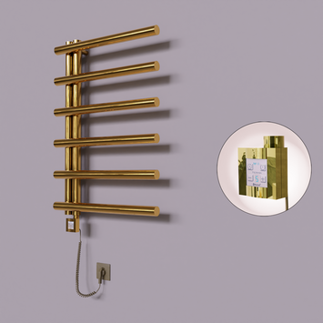 Radiva - Tuna Dekoratif Elektrikli Havlupan 600x850 Altın (KTX4 Termostat) 200W Spiral Kablolu