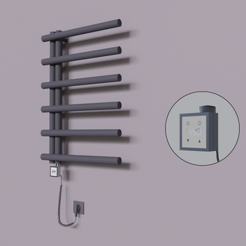Radiva - Tuna Dekoratif Elektrikli Havlupan 600x850 Koyu Antrasit (KTX3 Termostat) 300W Spiral Kablolu