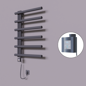 Radiva - Tuna Dekoratif Elektrikli Havlupan 600x850 Koyu Antrasit (KTX4 Termostat) 300W Spiral Kablolu