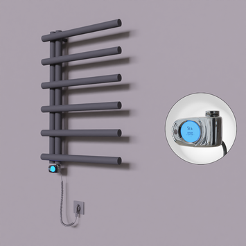 Radiva - Tuna Dekoratif Elektrikli Havlupan 600x850 Koyu Antrasit (Musa Termostat) 300W