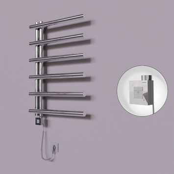 Radiva - Tuna Dekoratif Elektrikli Havlupan 600x850 Krom (KTX1 Termostat) 200W Spiral Kablolu