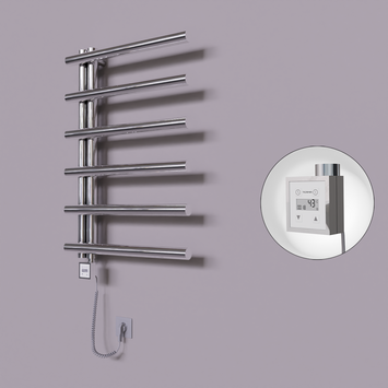 Radiva - Tuna Dekoratif Elektrikli Havlupan 600x850 Krom (KTX3 Termostat) 200W Spiral Kablolu
