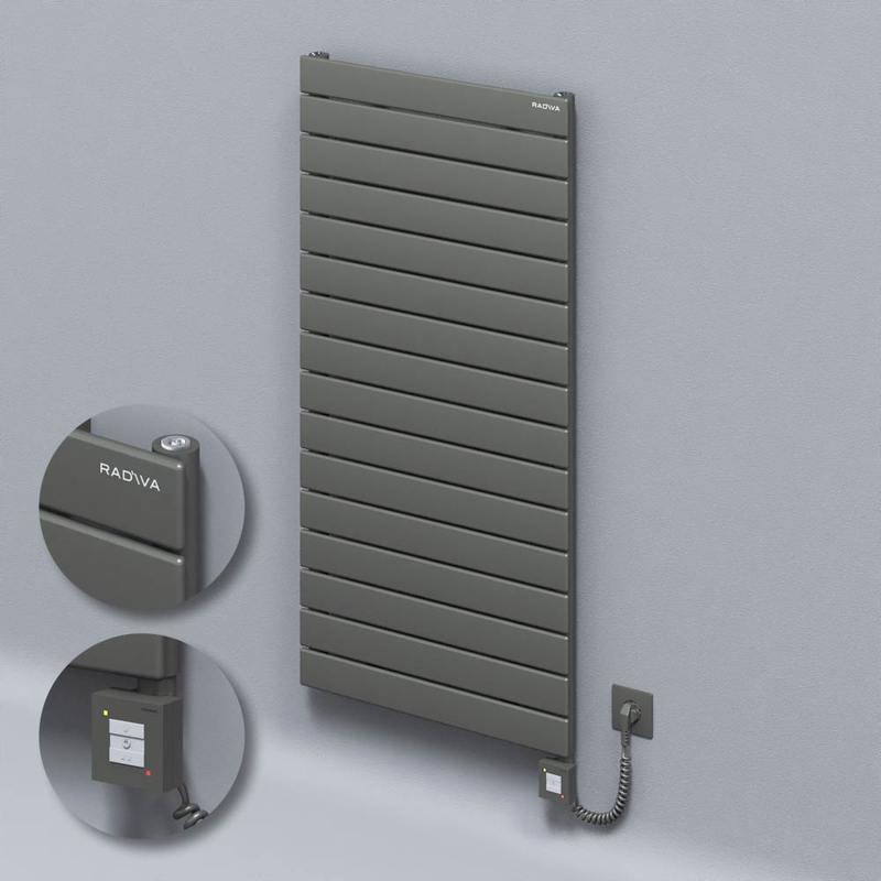 Type 10H Electric Steel Decorative Radiator 1180x600 Anthracite (KTX1 Thermostat) 1000W Spiral Cable