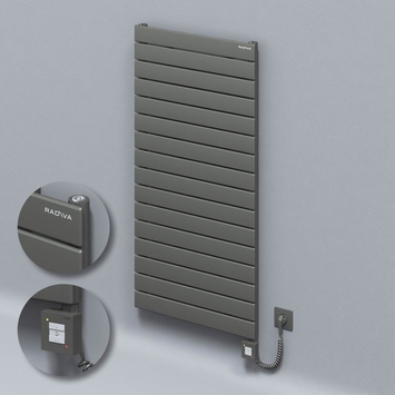Radiva - Type 10H Electric Steel Decorative Radiator 1180x600 Anthracite (KTX1 Thermostat) 1000W Spiral Cable