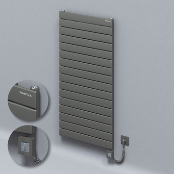 Radiva - Type 10H Electric Steel Decorative Radiator 1180x600 Anthracite (KTX4 Thermostat) 1000W Spiral Cable