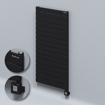 Radiva - Type 10H Electric Steel Decorative Radiator 1180x600 Black (KTX1 Thermostat) 1000W