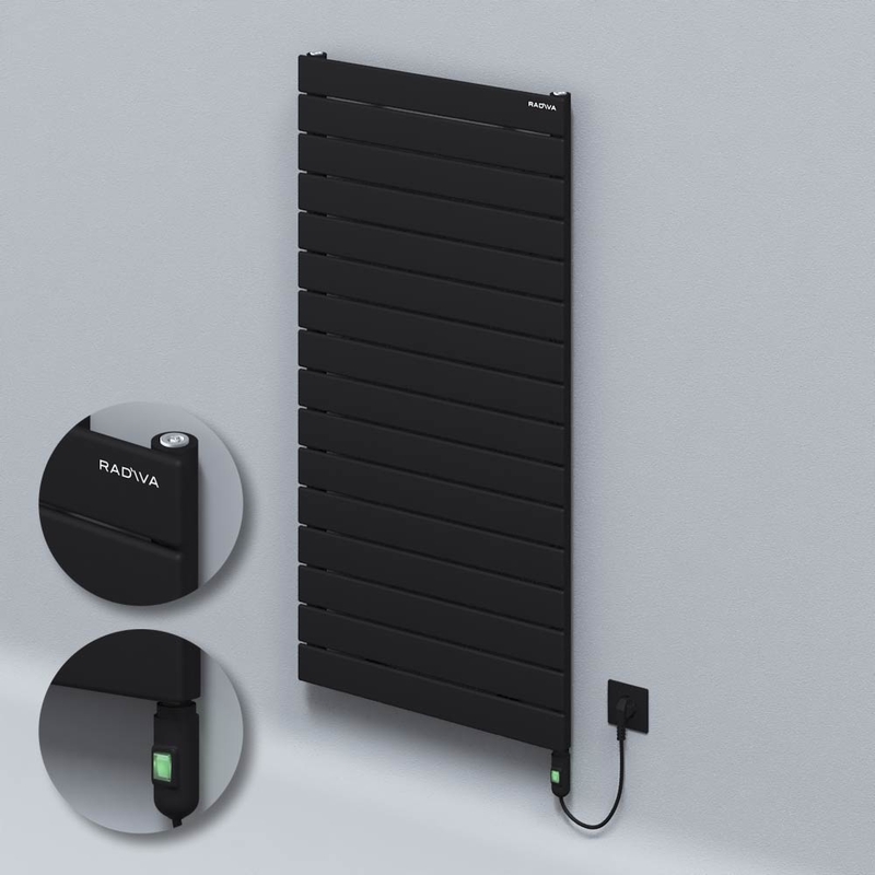 Type 10H Electric Steel Decorative Radiator 1180x600 Black (On/Off Button) 900W