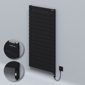 Radiva - Type 10H Electric Steel Decorative Radiator 1180x600 Black (On/Off Button) 900W