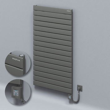 Radiva - Type 10H Electric Steel Decorative Radiator 1180x700 Anthracite (KTX4 Thermostat) 1000W Spiral Cable