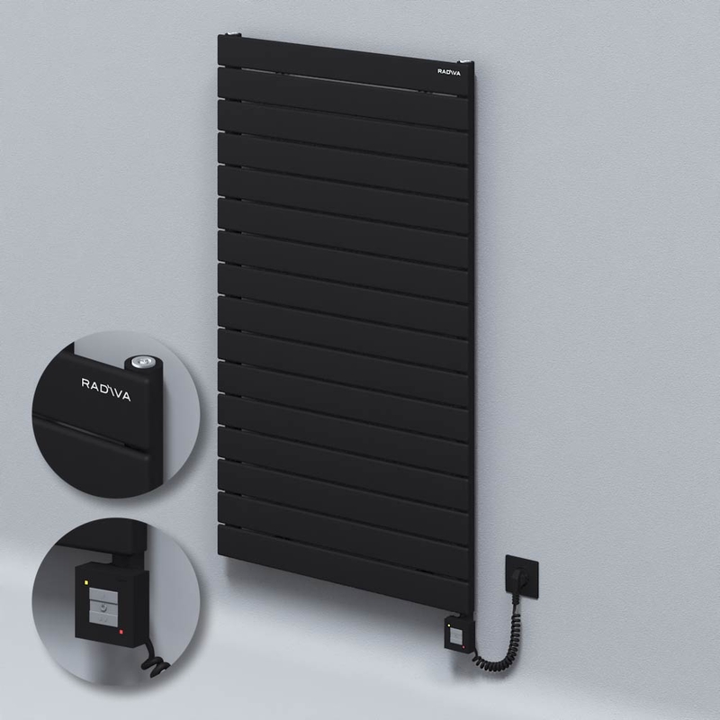 Type 10H Electric Steel Decorative Radiator 1180x700 Black (KTX1 Thermostat) 1000W Spiral Cable