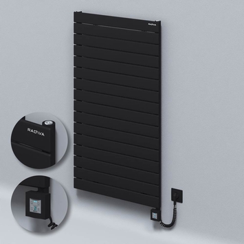 Radiva - Type 10H Electric Steel Decorative Radiator 1180x700 Black (KTX4 Thermostat) 1000W Spiral Cable