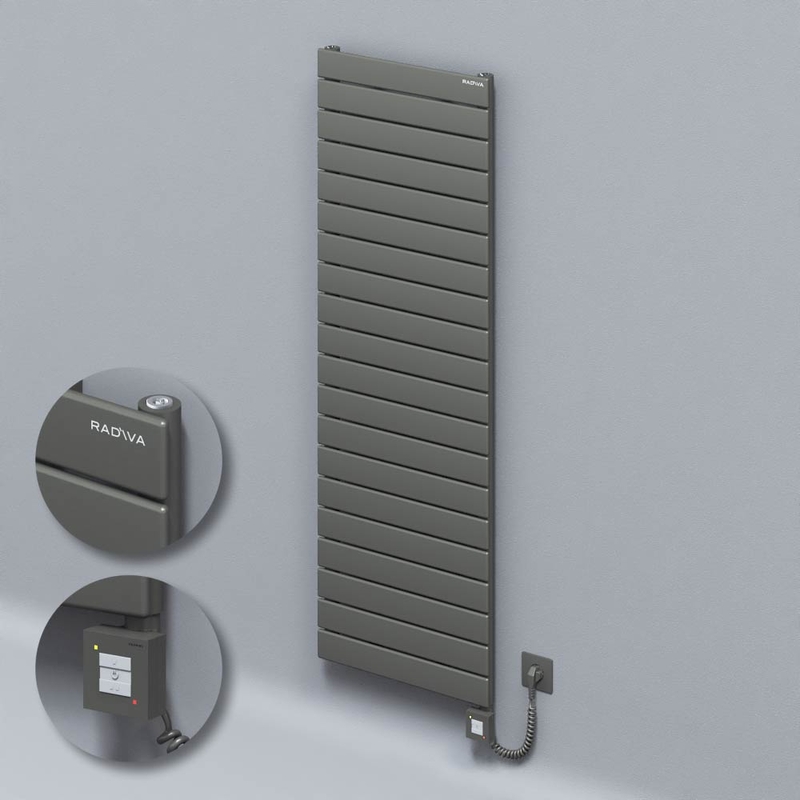 Type 10H Electric Steel Decorative Radiator 1476x500 Anthracite (KTX1 Thermostat) 1000W Spiral Cable