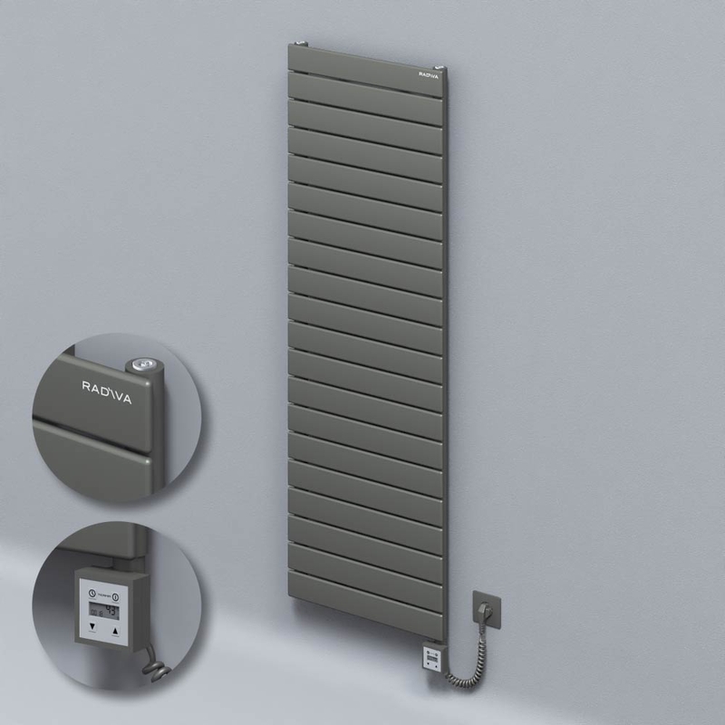Type 10H Electric Steel Decorative Radiator 1476x500 Anthracite (KTX3 Thermostat) 1000W Spiral Cable